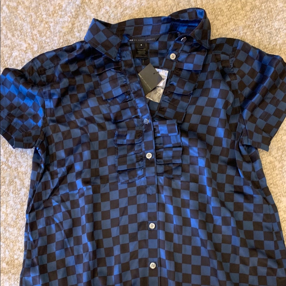 NWT Marc by Marc Jacobs silk chequered top sz S